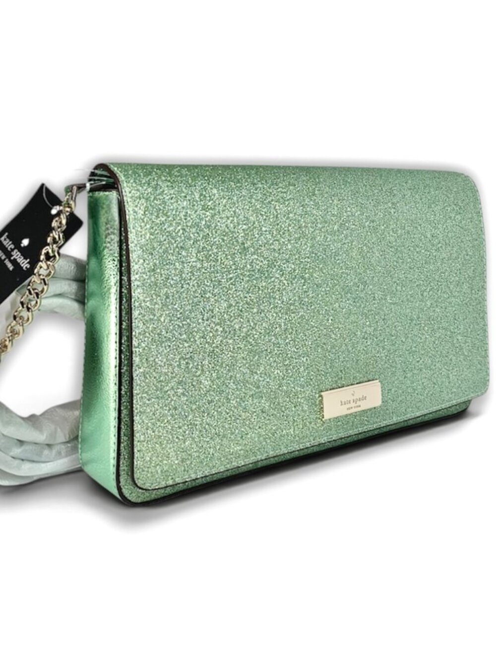 Kate Spade—Glitter Kenzie Convertible Crossbody Bag / Clutch—Seawater *NWT*